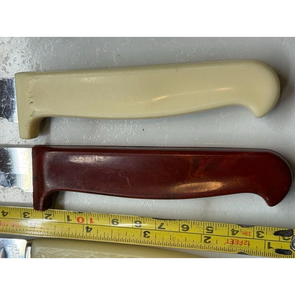 Vintage B’Port Howe Mfg Corp 3 Pc Knife Lot USA Serrated 12” Bakelite Handles